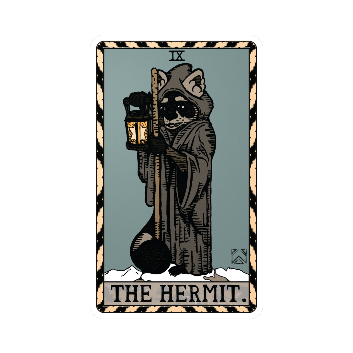 Raccoon Tarot THE HERMIT - Kiss-Cut Vinyl Decal