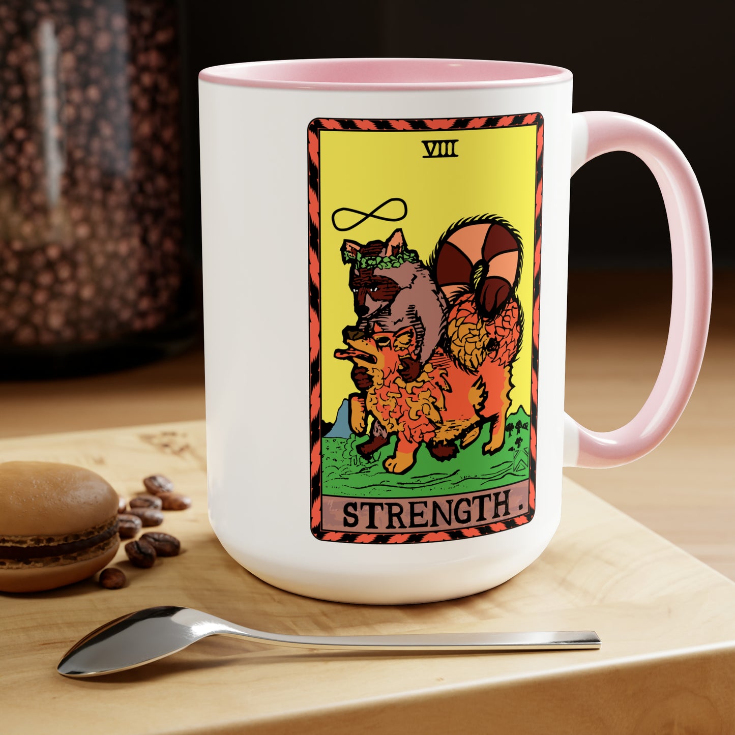 Raccoon Tarot STRENGTH - Mug, 15oz