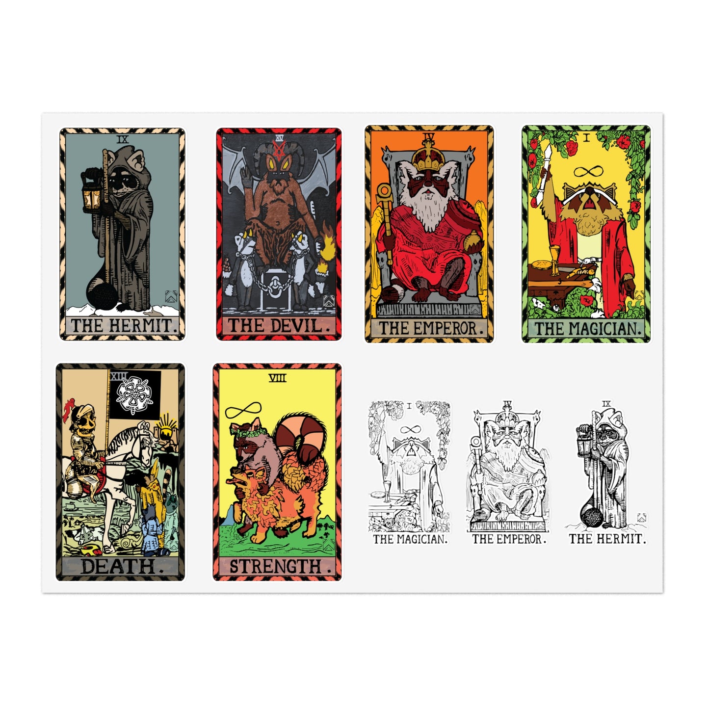 Raccoon Tarot Set 1 Sticker Sheet