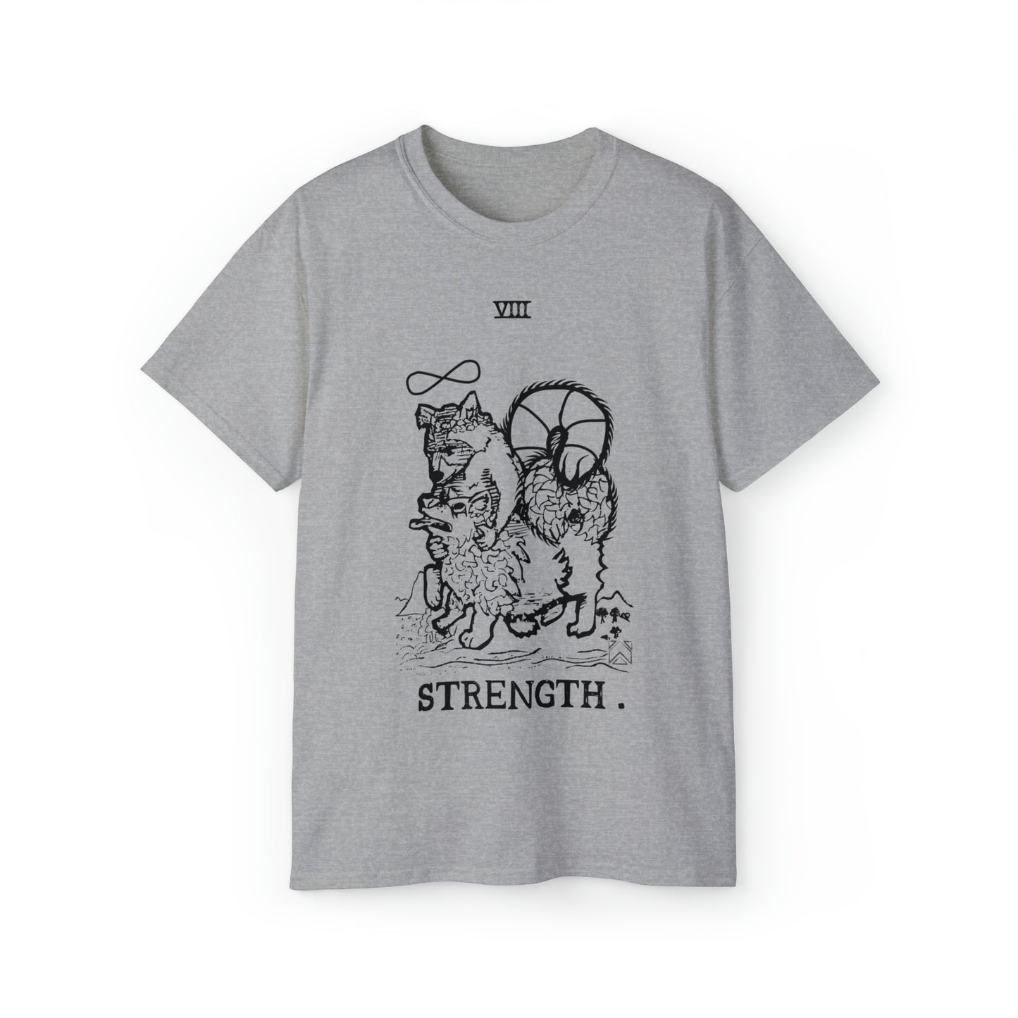 Raccoon Tarot STRENGTH lineart - Unisex Ultra Cotton Tee