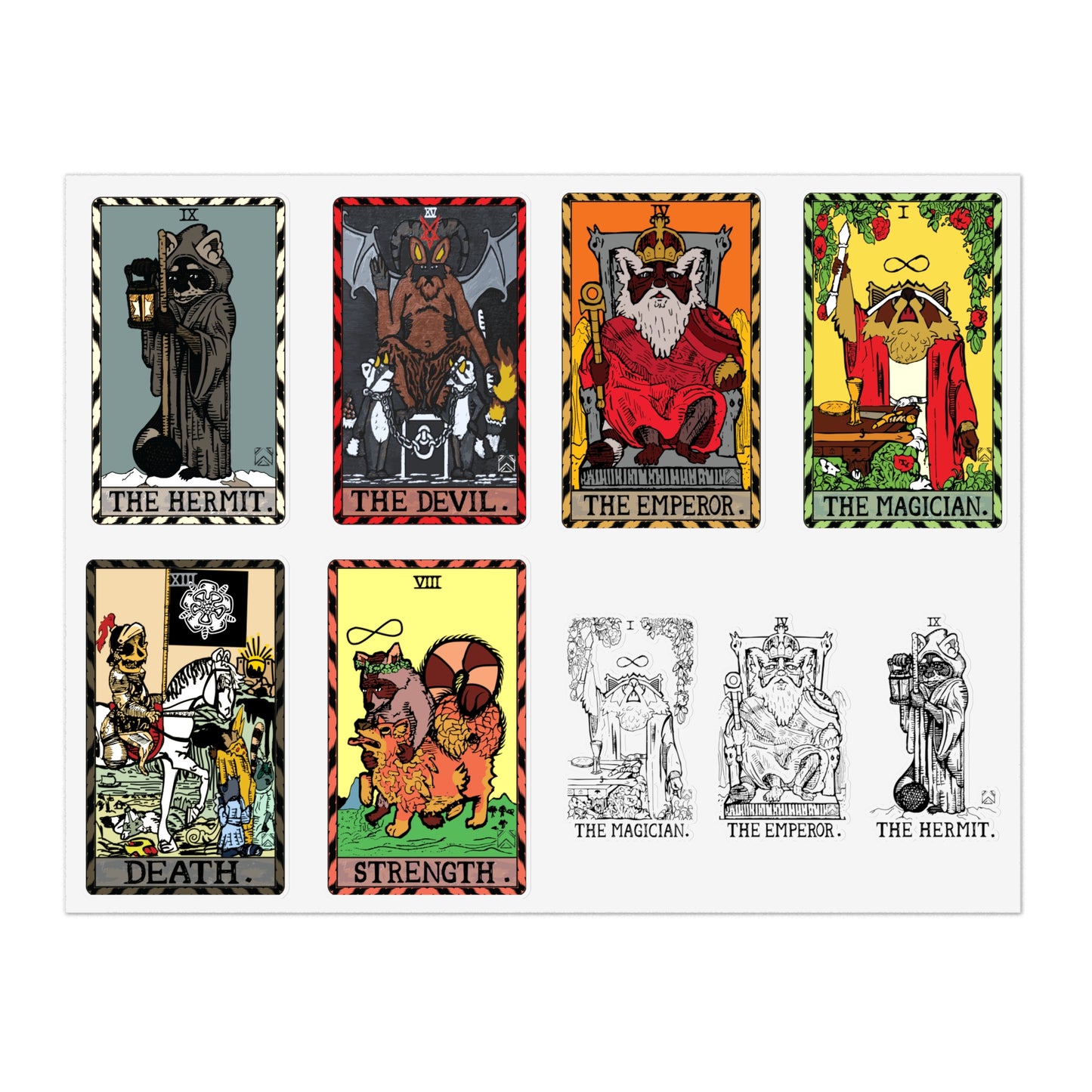 Raccoon Tarot Set 1 Sticker Sheet