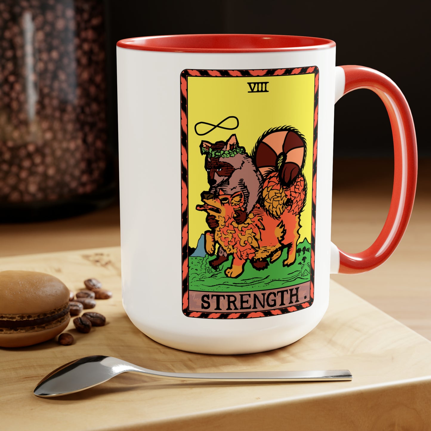 Raccoon Tarot STRENGTH - Mug, 15oz
